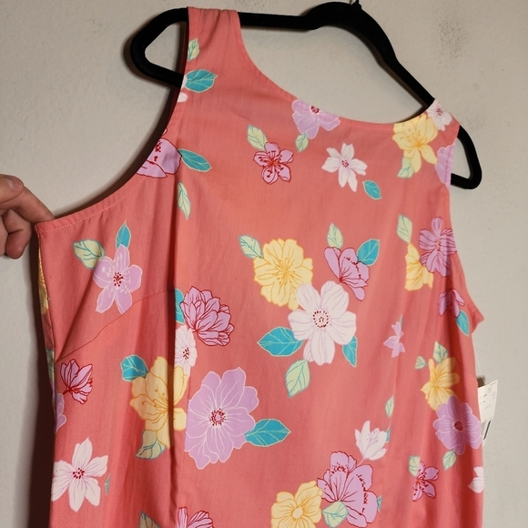 NWT Liz Claiborne Lizsport pink Garden floral cotton sleeveless dress. Size 16. - Picture 11 of 16
